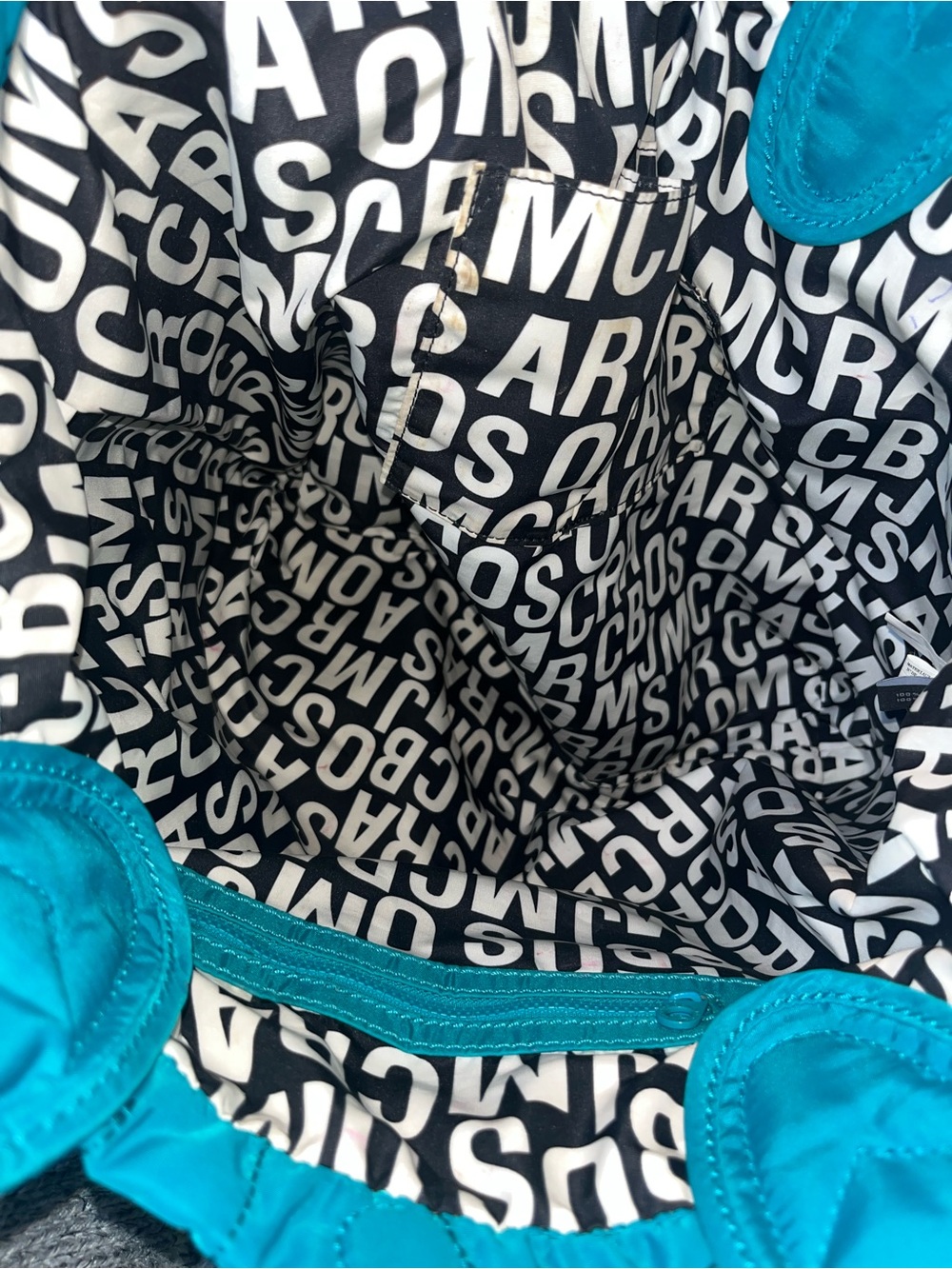 Marc by Marc Jacobs Teal Pretty Nylon Tate Tote - Quilted Logo Bag - Picture 8 of 9